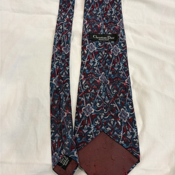 Dior Paisley Silk Tie in Navy Red & Light Blue
